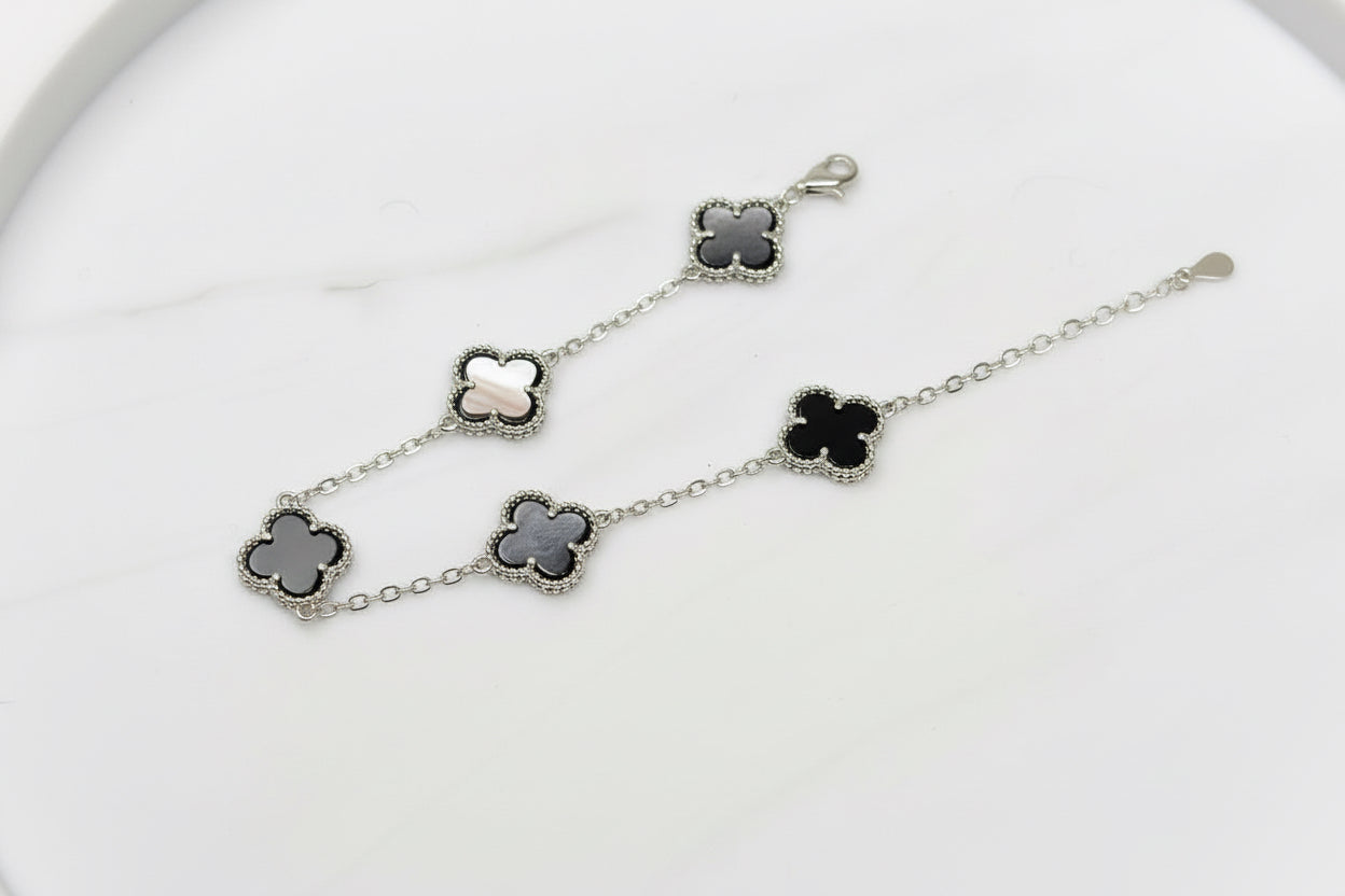 Pulseras de trébol en plata fina