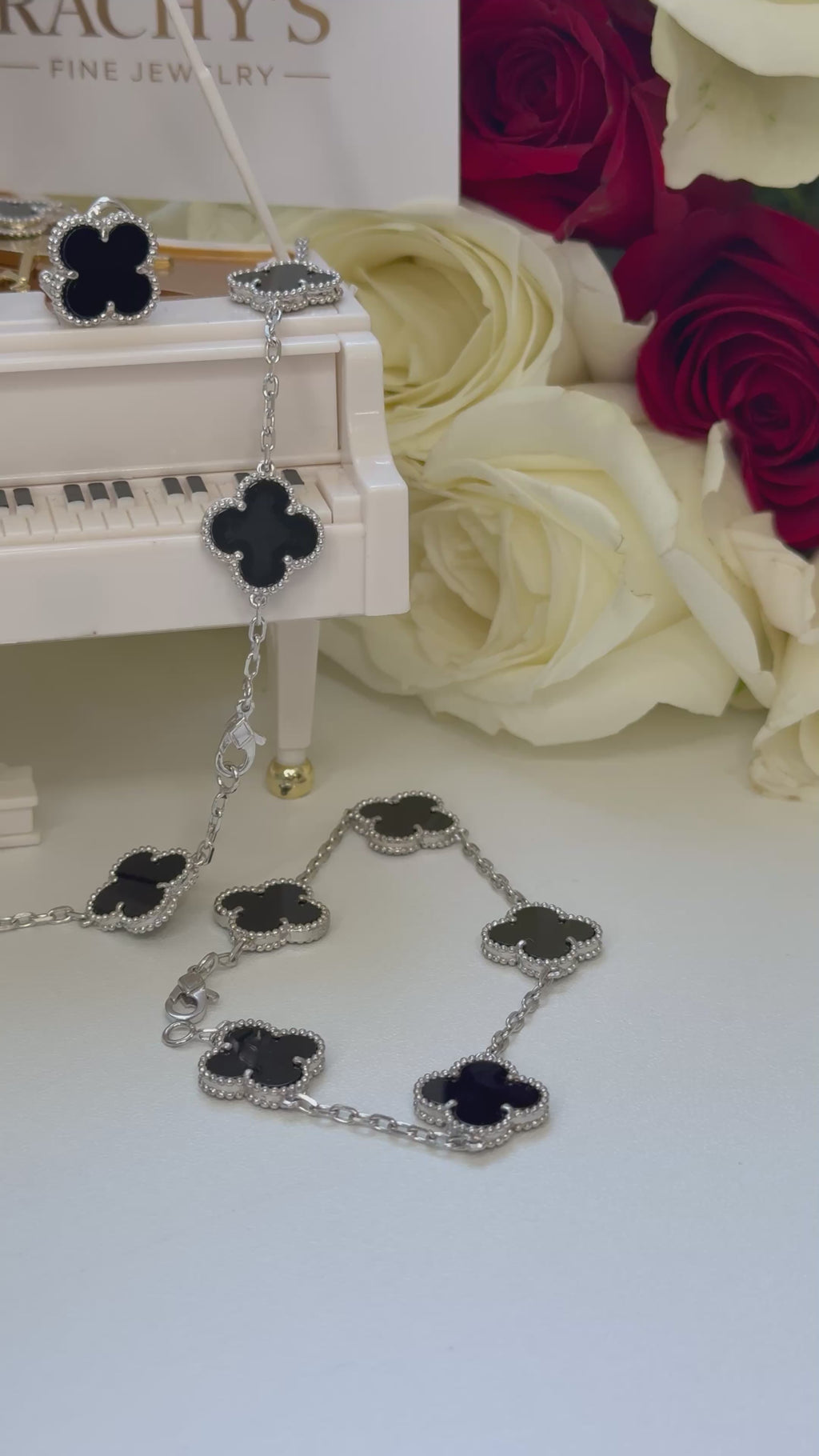 Set de trébol grande en plata fina 925